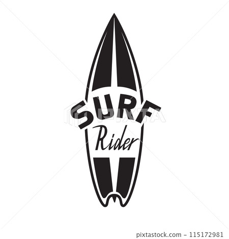 Surf rider lettering north shore Hawaii vector print for summer t shirts with grunge surfboard 115172981