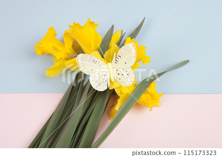 a bouquet of daffodils with a butterfly on it a bouquet of daffodils with a butterfly on it 115173323