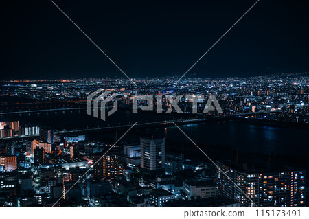 Osaka night view from Umeda Sky Building 115173491