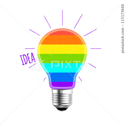 To be yourself, to be unique. Not like most. Colorful light bulb in paper cut style. Individuality, stand out from crowd, creative idea, be a different, independence concept. Isolated on white 115173688