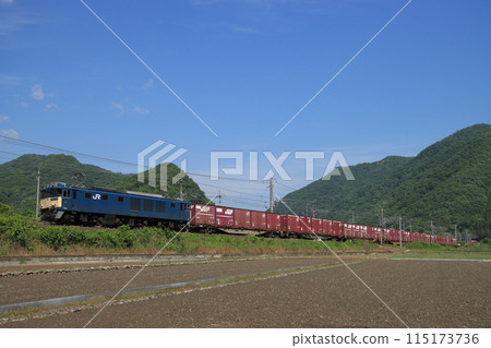 晴天，由EF64-1038牽引的貨運列車（3082）在白尾線行駛_2024年5月17日拍攝 115173736