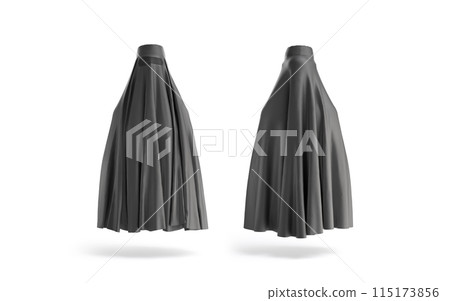 Blank black muslim female burqa mockup, front and back view Blank black muslim female burqa mockup, front and back view 115173856