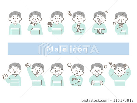 Set of facial expressions of men in casual clothes Set of facial expressions of men in casual clothes 115173912