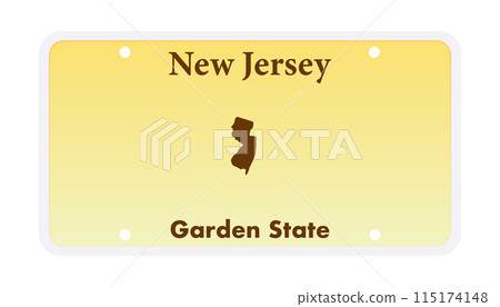 License plate of New Jersey. Car number plate. Vector stock illustration License plate of New Jersey. Car number plate. Vector stock illustration 115174148