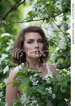 Glamorous fashion model outdoors portrait. Healthy beauty woman Glamorous fashion model outdoors portrait. Healthy beauty woman 115174386