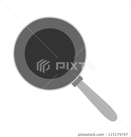 煎鍋的插圖材料。烹飪用具圖標 煎鍋的插圖材料。烹飪用具圖標 115174747