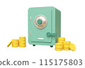 Safe and coins 3D illustration 115175803