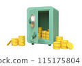 Safe and coins 3D illustration 115175804