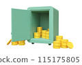 Safe and coins 3D illustration 115175805