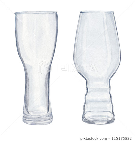 Set of empty glasses for beer without background. watercolor illustration Set of empty glasses for beer without background. watercolor illustration 115175822