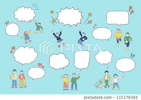 多代人用語音氣泡聊天的鬆散插圖（群組） 115176383