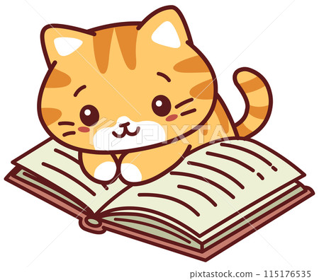 Cat Reading Book 115176535