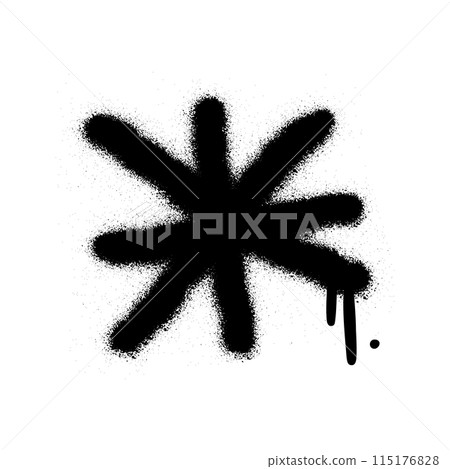 Spray textured graffiti doodle punk shape - snowflake. Hand drawn abstract scribble and squiggle, creative bold shape 115176828