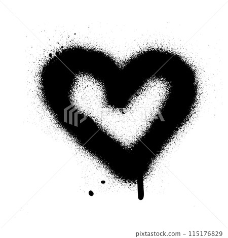 Spray textured graffiti doodle punk shape - heart. Hand drawn abstract scribble and squiggle, creative bold shape Spray textured graffiti doodle punk shape - heart. Hand drawn abstract scribble and squiggle, creative bold shape 115176829