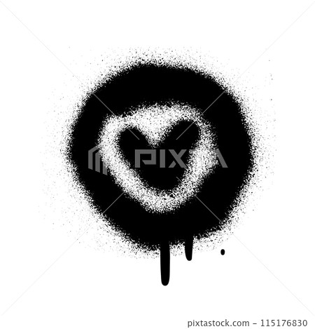 Spray textured graffiti doodle punk shape - check mark in circle. Hand drawn abstract scribble and squiggle, creative bold shape Spray textured graffiti doodle punk shape - check mark in circle. Hand drawn abstract scribble and squiggle, creative bold shape 115176830