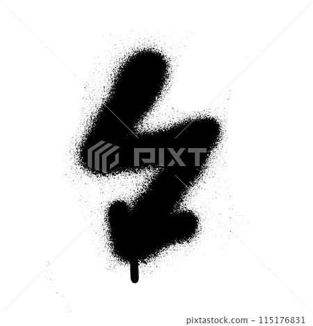 Spray textured graffiti doodle punk shape - lightning. Hand drawn abstract scribble and squiggle, creative bold shape Spray textured graffiti doodle punk shape - lightning. Hand drawn abstract scribble and squiggle, creative bold shape 115176831