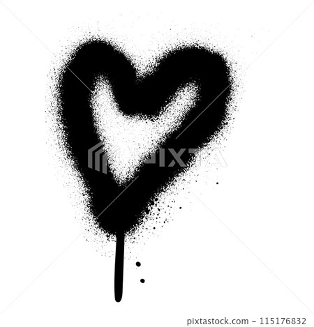 Spray textured graffiti doodle punk shape - heart. Hand drawn abstract scribble and squiggle, creative bold shape Spray textured graffiti doodle punk shape - heart. Hand drawn abstract scribble and squiggle, creative bold shape 115176832