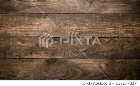Background image of dark brown boards with wood grain lined up side by side 115177027