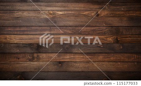 Background image of dark brown boards with wood grain lined up side by side 115177033