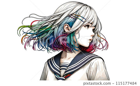 A colorful girl dancing in the wind 115177484