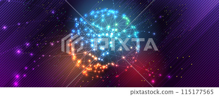 Abstract Artificial intelligence. Cloud computing. Machine learning. Technology web background. Virtual concept futuristic background. Vector art. 115177565