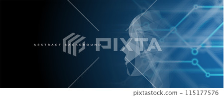 Abstract Artificial intelligence. Cloud computing. Machine learning. Technology web background. Virtual concept futuristic background. Vector art. 115177576