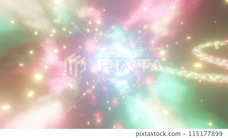 高速奔跑穿過美麗光之隧道的畫面。 115177899