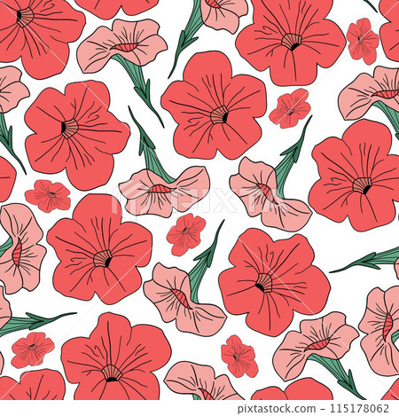 Seamless pattern flat design flowers botany petunia Seamless pattern flat design flowers botany petunia 115178062