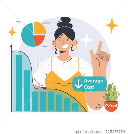 Economies of scale. Company scale of operation, amount of output produced per unit of time. Mass production efficiency. Flat vector illustration Economies of scale. Company scale of operation, amount of output produced per unit of time. Mass production efficiency. Flat vector illustration 115178254