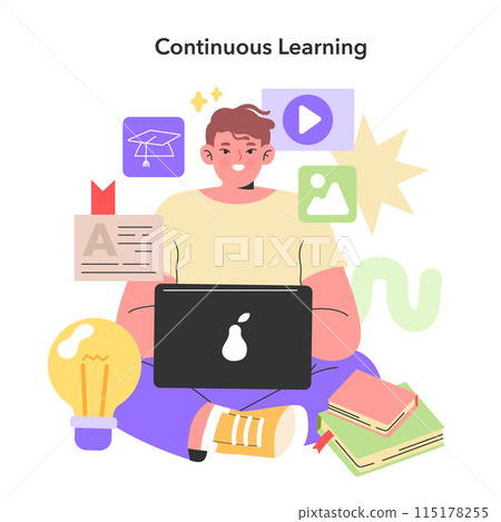 Continuous Learning concept. A focused... - Stock Illustration ...