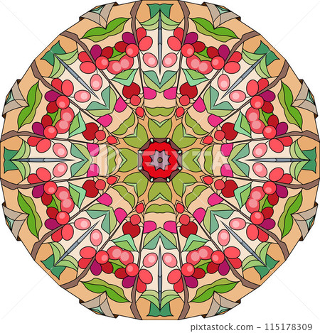 Colorful cute Mandalas. Decorative unusual round ornaments. 115178309