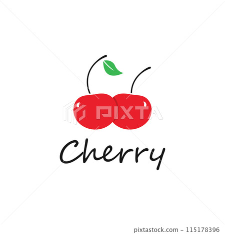 Cherry Fruit Logo Template. Vector Illustration Cherries Symbol. 115178396