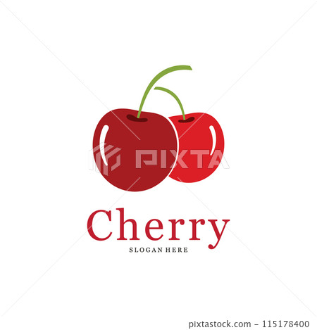 Cherry Fruit Logo Template. Vector Illustration Cherries Symbol. 115178400