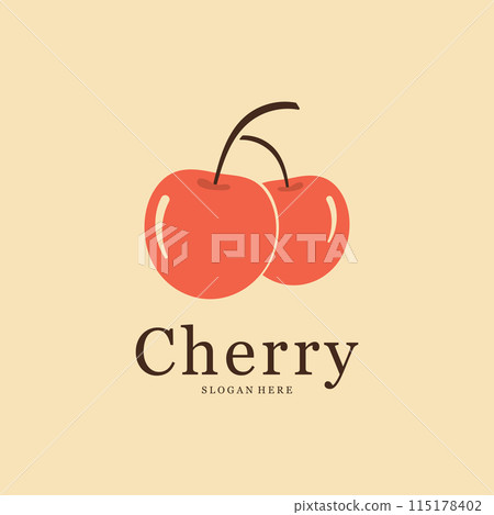 Cherry Fruit Logo Template. Vector Illustration Cherries Symbol. 115178402