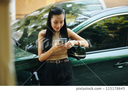 Woman Waiting for Car to Charge 115178645