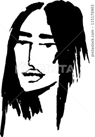 Contemporary Dry Brush Abstract Modern Girl Portrait. 115178903