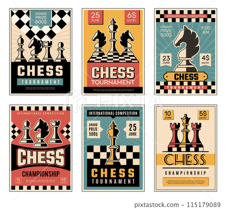 Chess competition. Poster invitation of sport club chess strategy game recent vector template 115179089