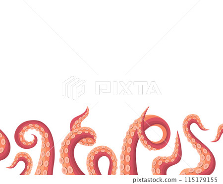 Tentacles background with scary tentacles of kraken octopus hands 115179155