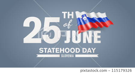 Slovenia happy statehood day greeting card, banner with template text vector illustration 115179326