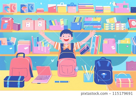 Children preparing for school, Buying school supplies, 115179691