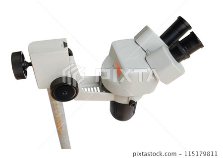 Industrial microscope isolated on white background, technology concept. 115179811