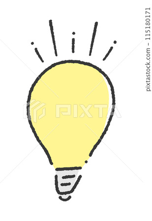 明亮閃亮的燈泡的手繪插圖-電力、想法和靈感的圖像素材 明亮閃亮的燈泡的手繪插圖-電力、想法和靈感的圖像素材 115180171