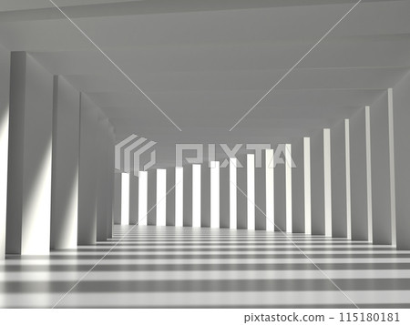 3D illustration of a curved tunnel with light shining through it 115180181