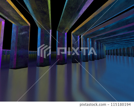 3D illustration of a curved crystal tunnel 115180194