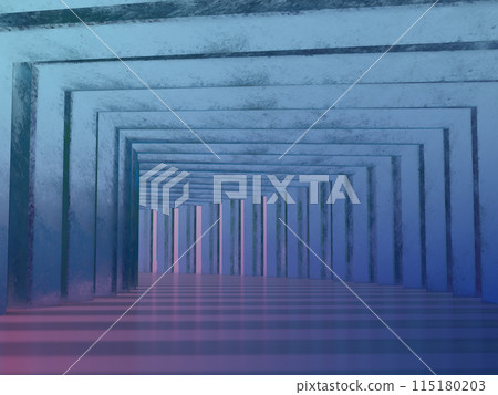 3D illustration of a curved crystal tunnel 115180203