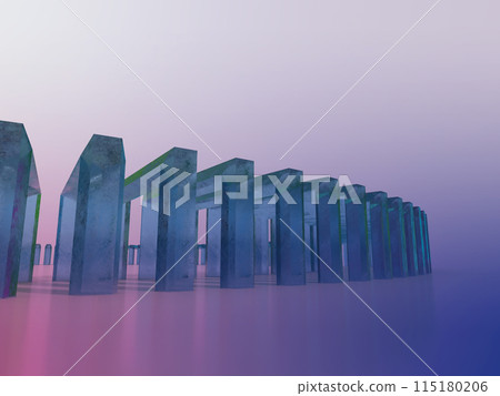 3D illustration of a curved crystal tunnel 115180206