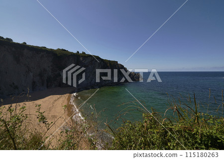 Beach of Liencres, Costa Quebrada, on a sunny day Beach of Liencres, Costa Quebrada, on a sunny day 115180263