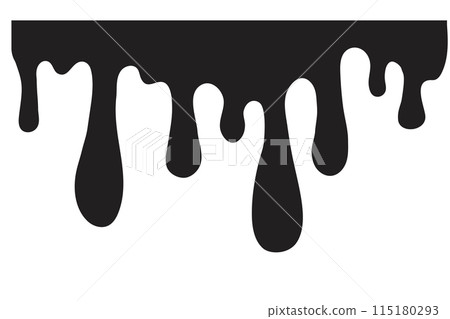 Dripping Paint molten splash, liquid flow abstract shape stain isolated on transparent background. Fluid trickle, border or stencil. Dripping Paint molten splash, liquid flow abstract shape stain isolated on transparent background. Fluid trickle, border or stencil. 115180293