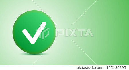 Green checkmark icon indicating confirmation on gradient background Green checkmark icon indicating confirmation on gradient background 115180295