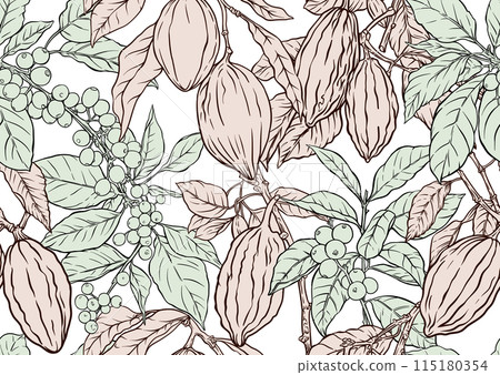 Coffee and chocolate. Vector illustration. In botanical style 115180354